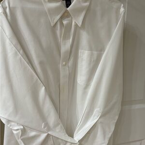Lands' End White Dress Shirt Crisp Formal Attire